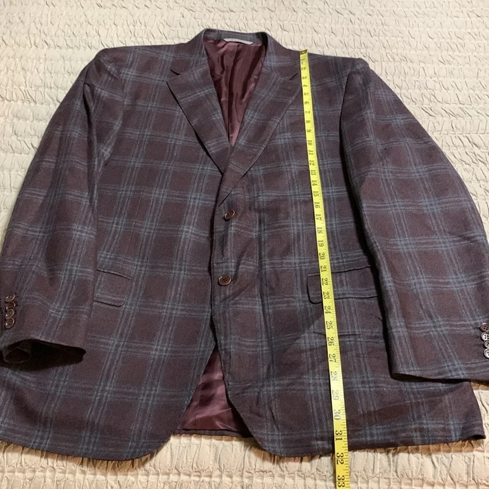 CANALI Italy Wool Cashmere Blend Men's Multi Color Plaid Blazer Large Academia